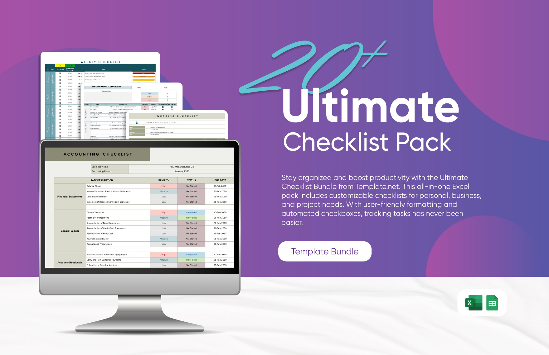 20+ Ultimate Checklists Pack Template Bundle