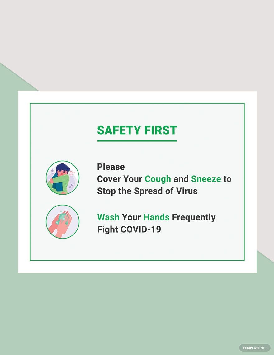 Safety First - Cover Your Cough Sign Template