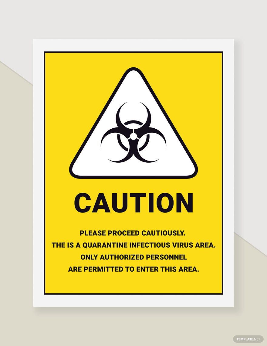 Free Caution Quarantine Area Sign Template