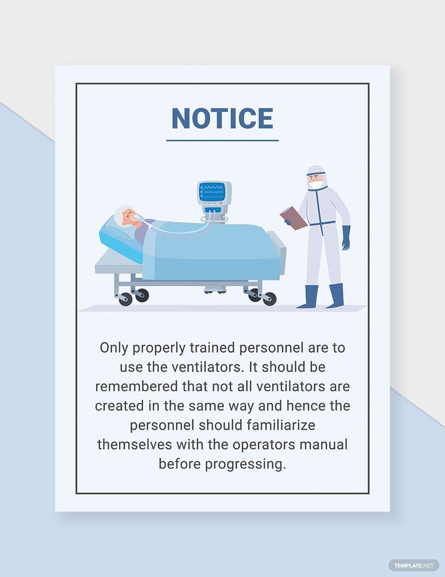 Free Ventilators Only To Be Used By Trained Staff Sign Template