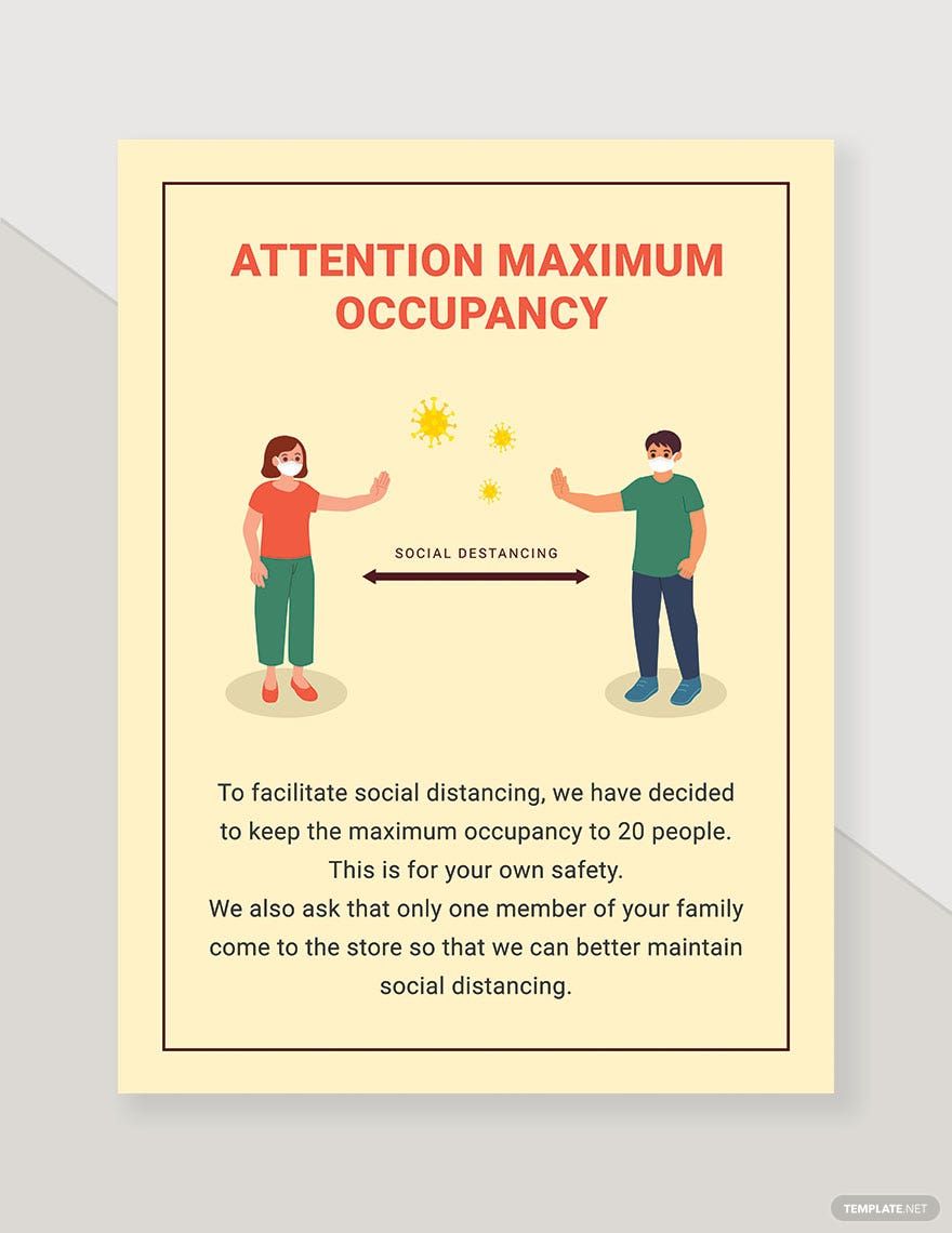 Attention Maximum Occupancy Signs Template