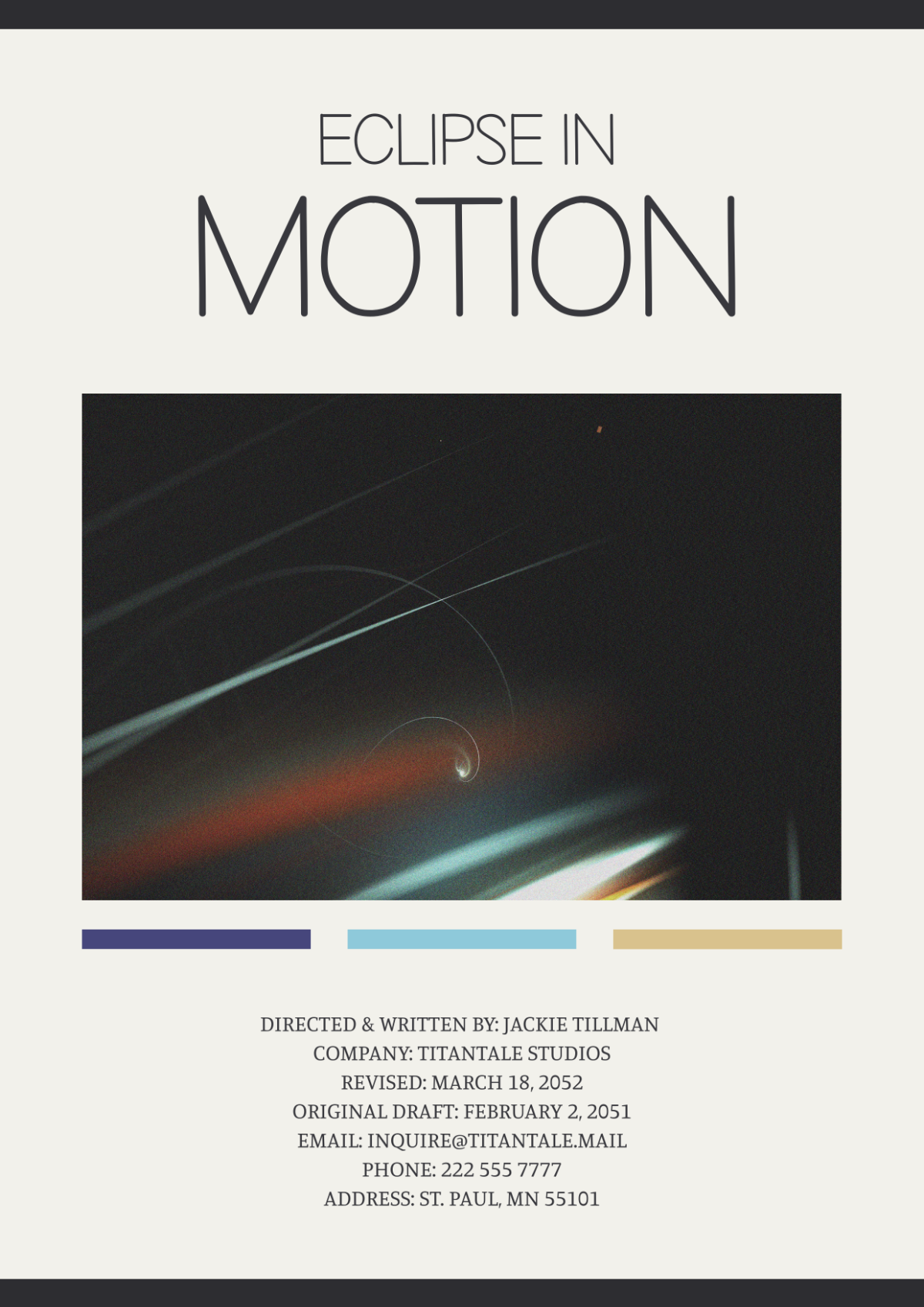 Free Music Video Screenplay Cover Page Template