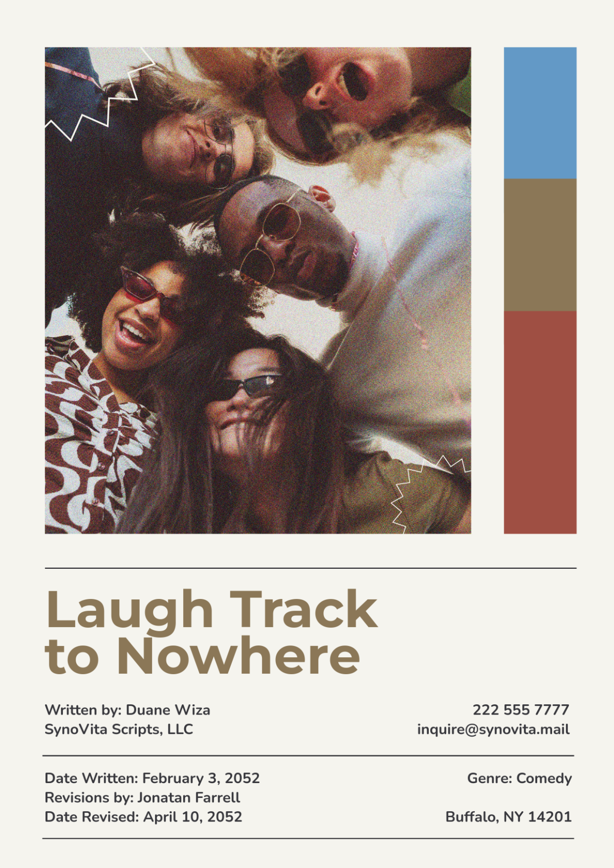Free Colorful Comedy Screenplay Cover Page Template