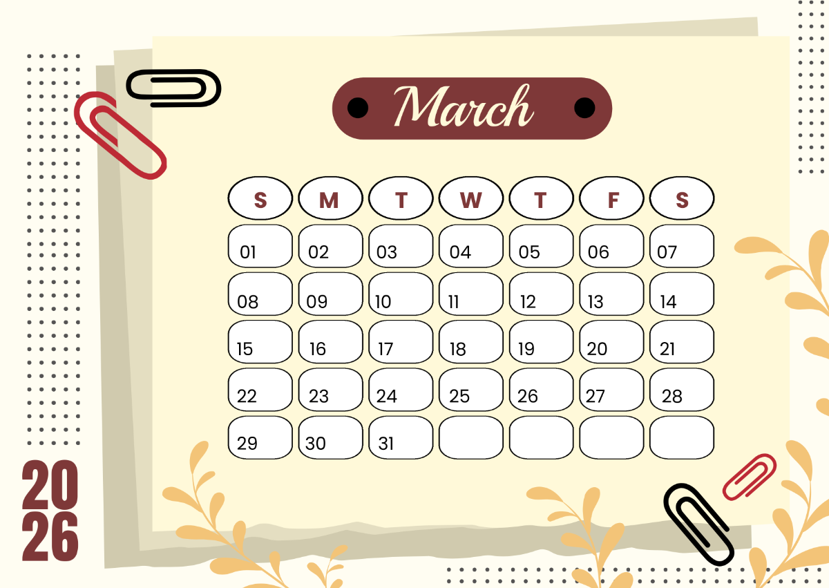 Free March 2026 Calendar Templates Editable And Printable