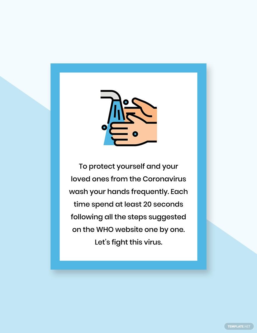 Free Wash Your Hands For At Least 20 Seconds Sign Template