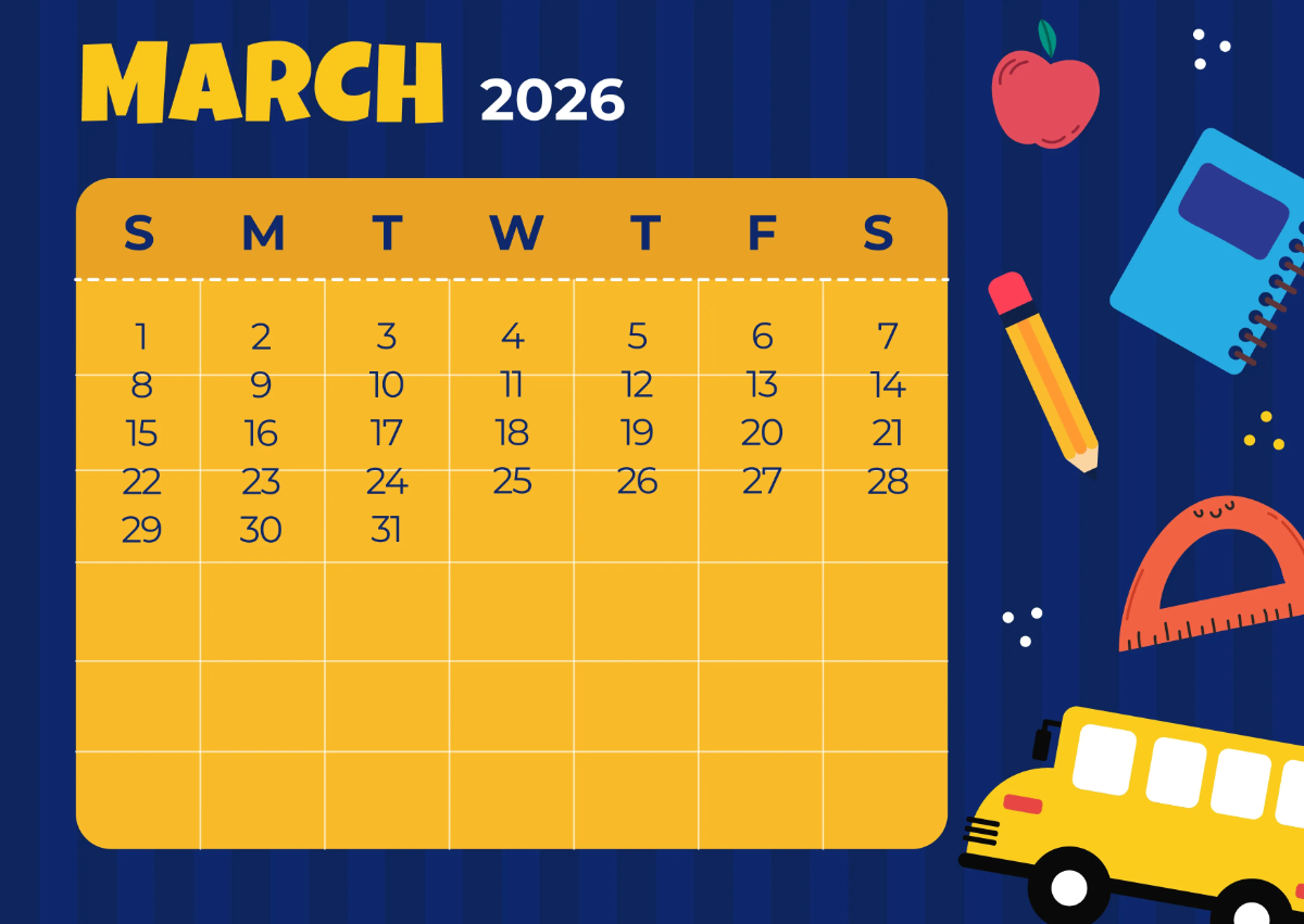 Free 2026 School Calendar Template to Edit Online