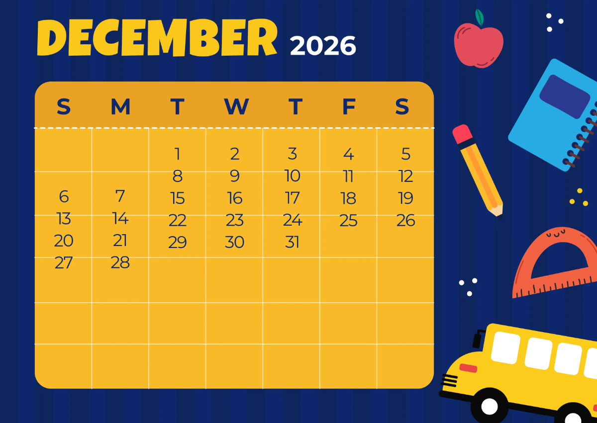 Free 2026 School Calendar Template to Edit Online