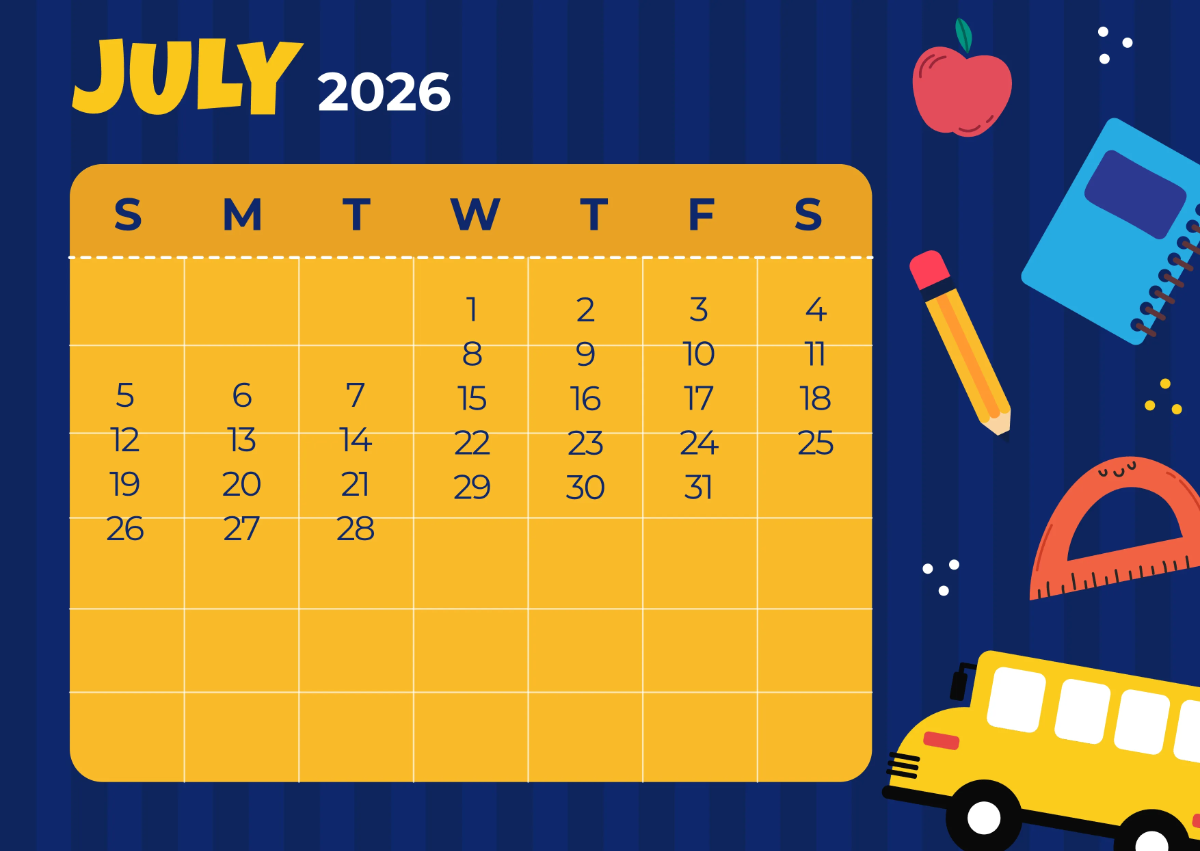 Free 2026 School Calendar Template to Edit Online