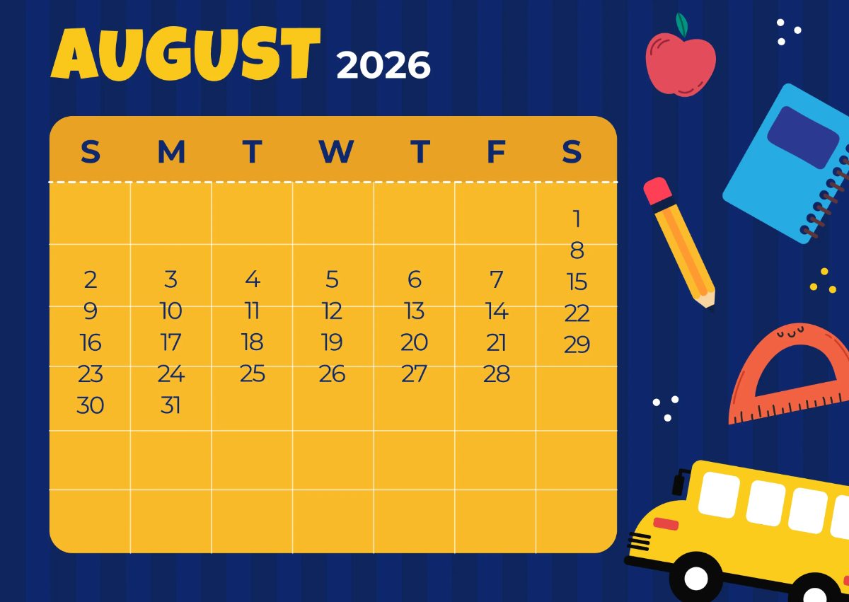 Free 2026 School Calendar Template to Edit Online