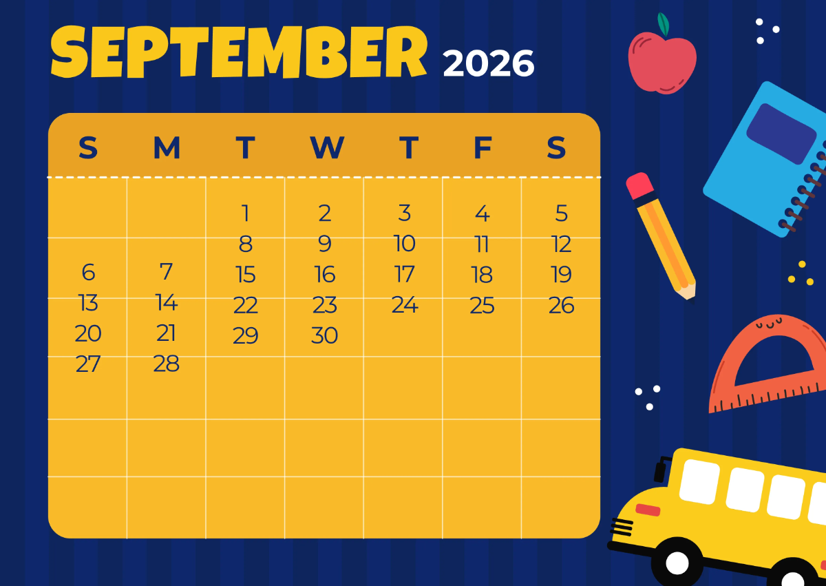 Free 2026 School Calendar Template to Edit Online