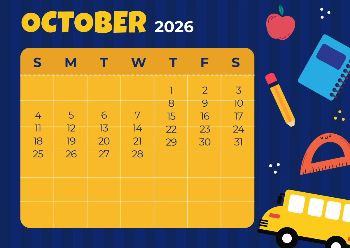 Free 2026 School Calendar Template to Edit Online