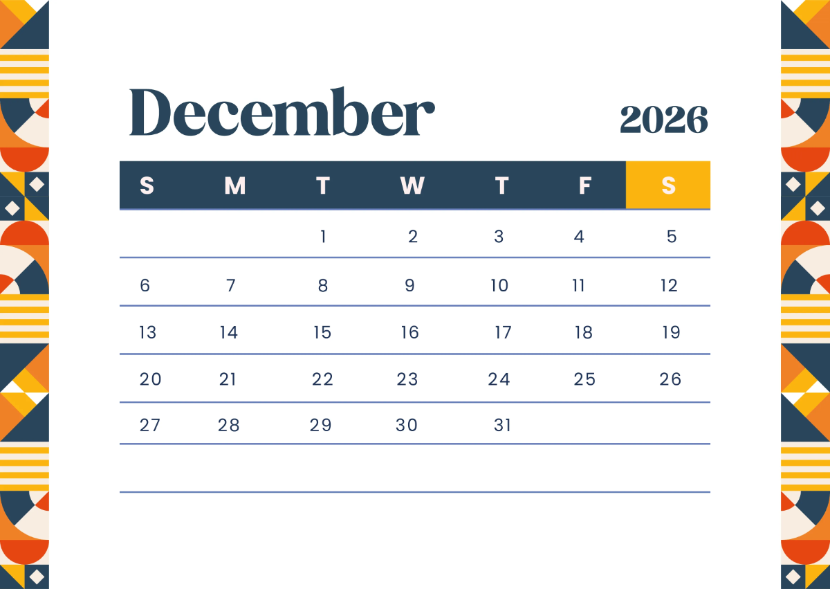 Free Modern 2026 Monthly Calendar Template to Edit Online