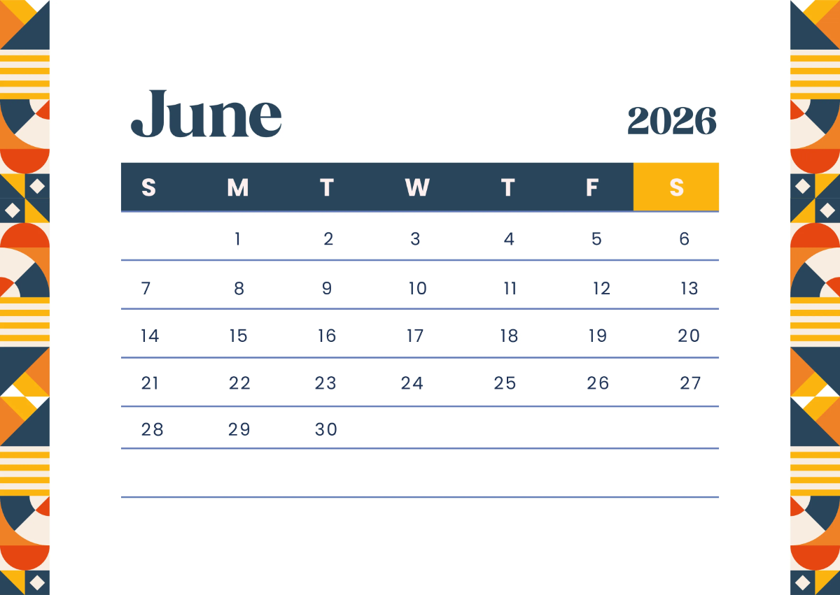 Free Modern 2026 Monthly Calendar Template to Edit Online