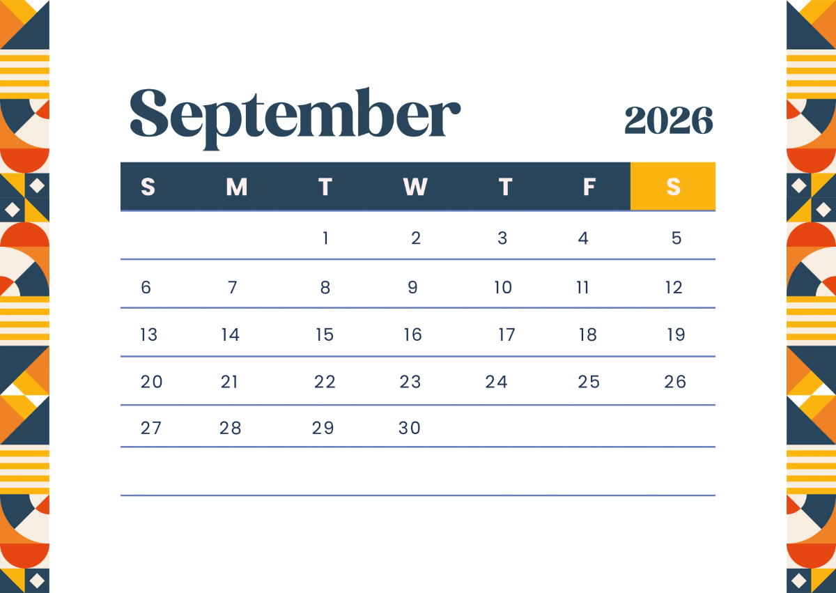 Free Modern 2026 Monthly Calendar Template to Edit Online