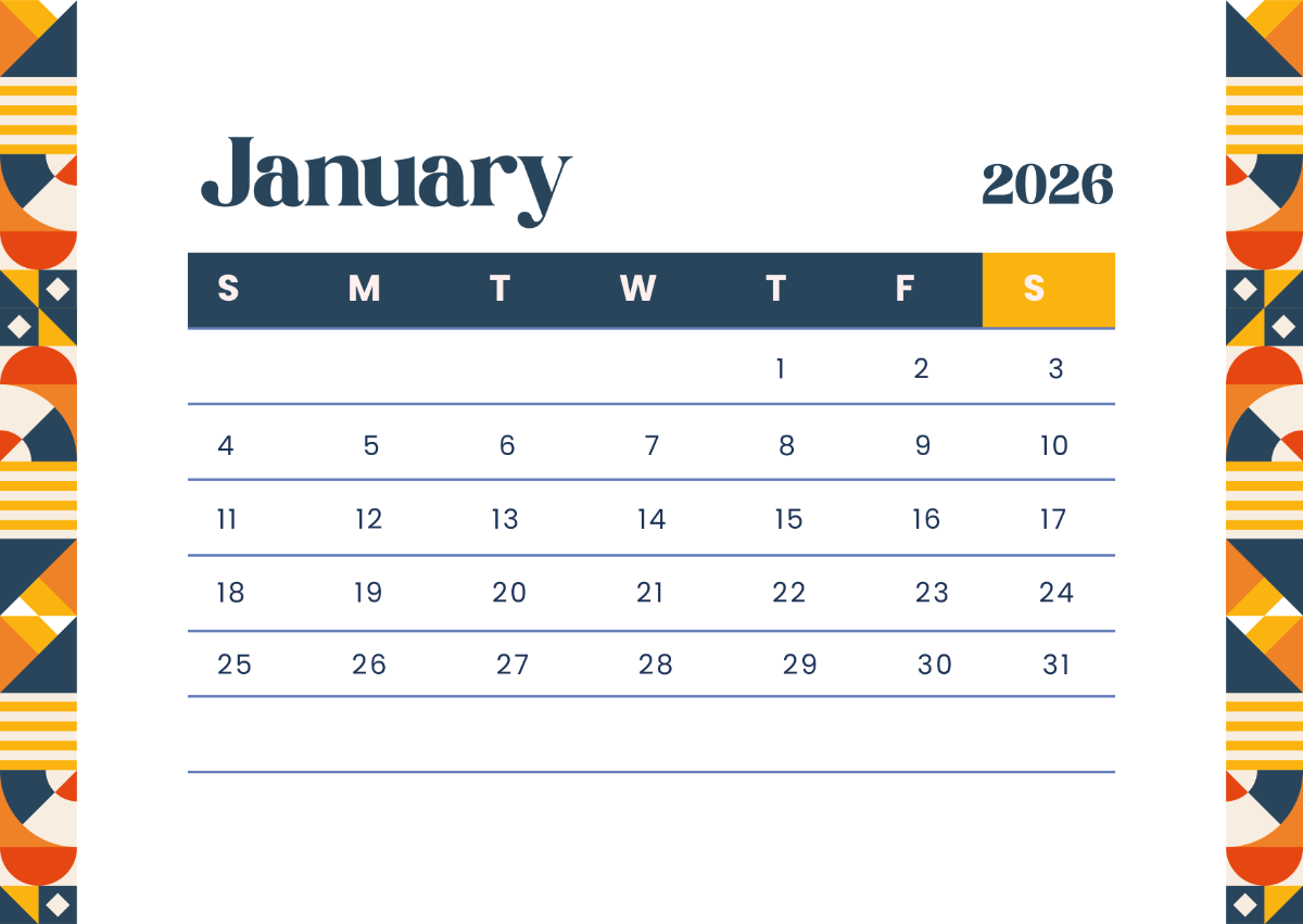 Modern 2026 Monthly Calendar Template to Download