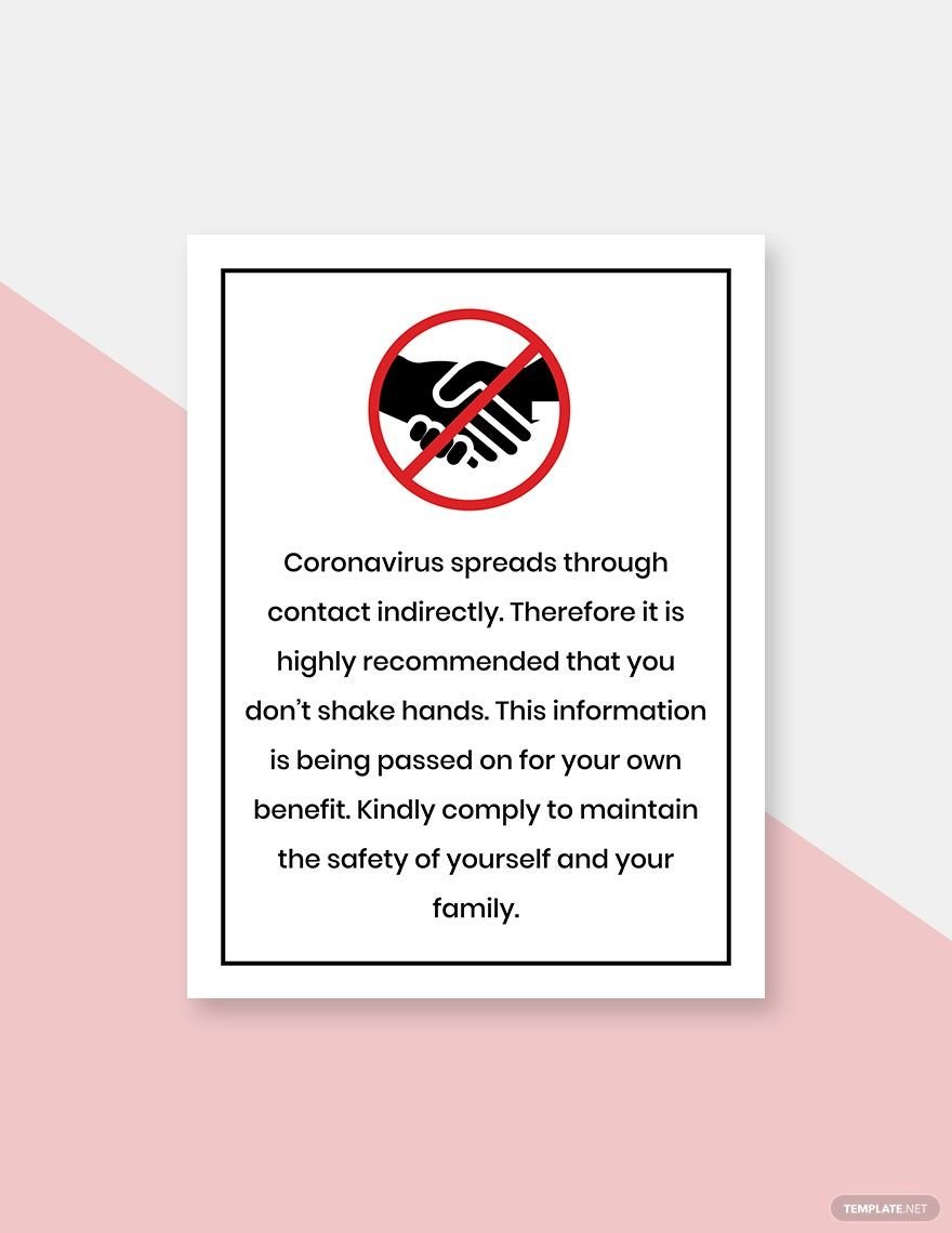 Free Please Don't Shake Hands Sign Template