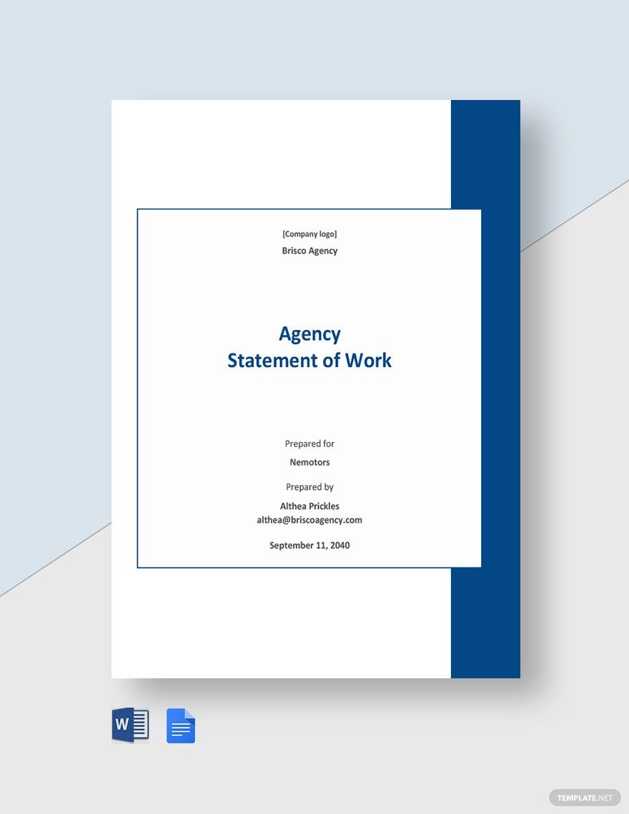 Agency Statement of Work Template in Word, Google Docs