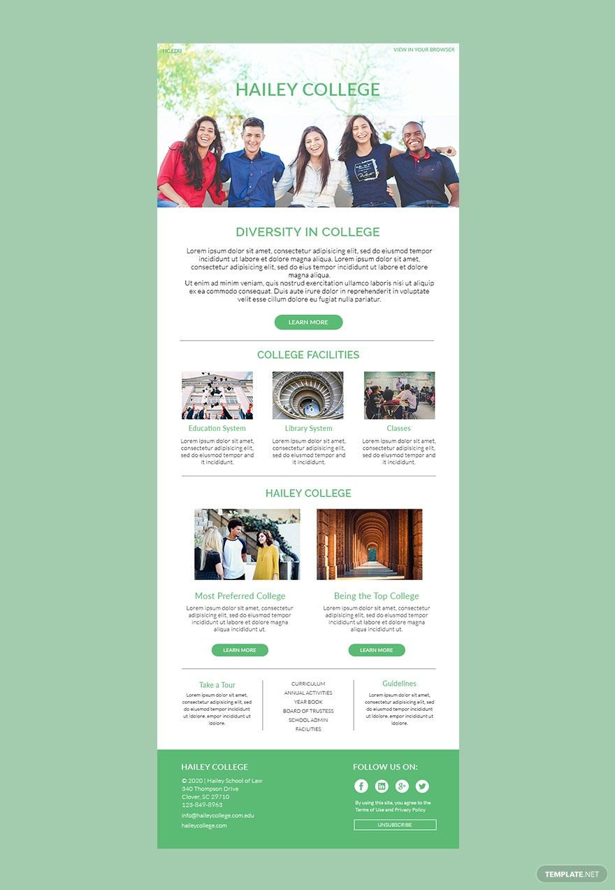 College Email Newsletter Template