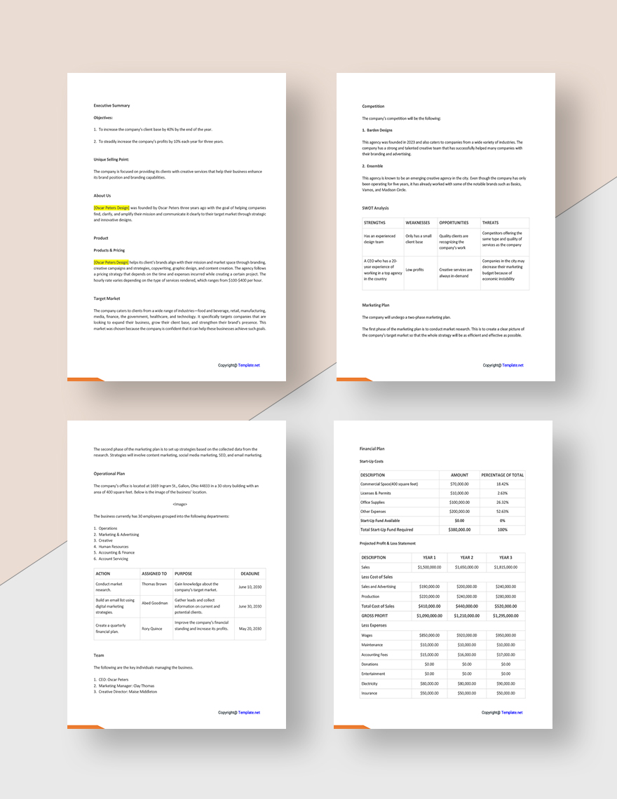 Creative Agency Business Plan Template