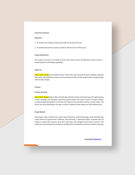 Free Creative Agency Business Plan Template