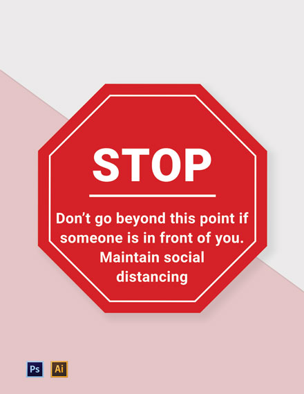 Stop Keep Your Distance Floor Sign Template