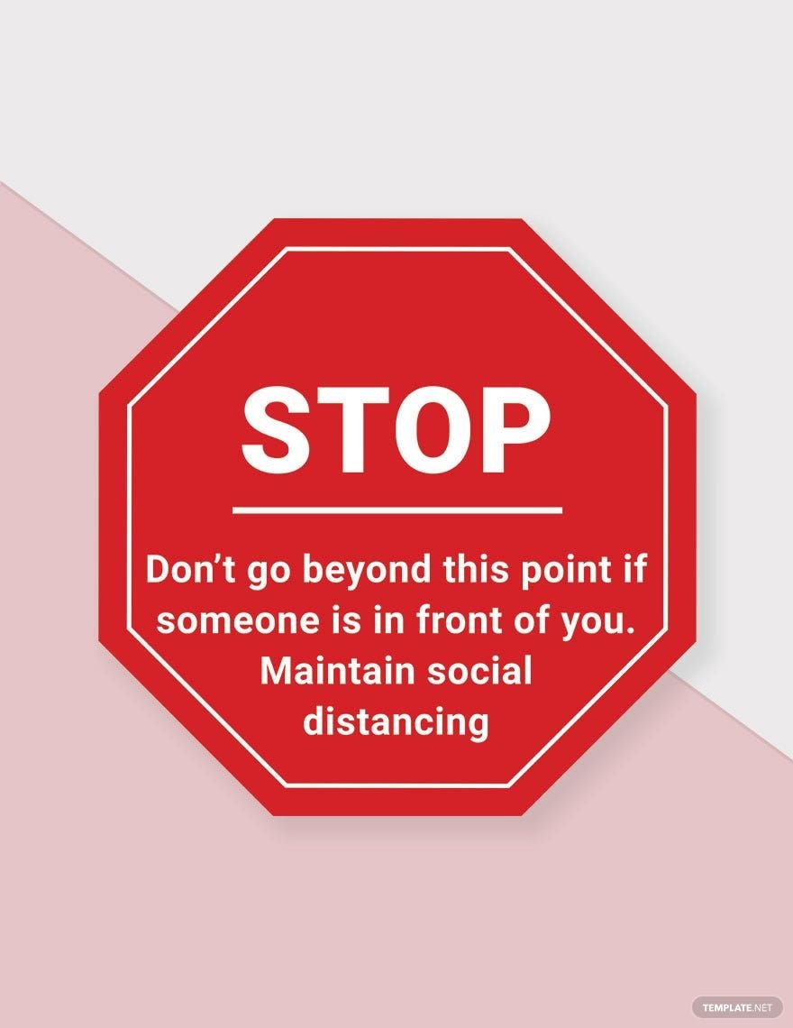 Stop Keep Your Distance Floor Sign Template in Illustrator, PSD