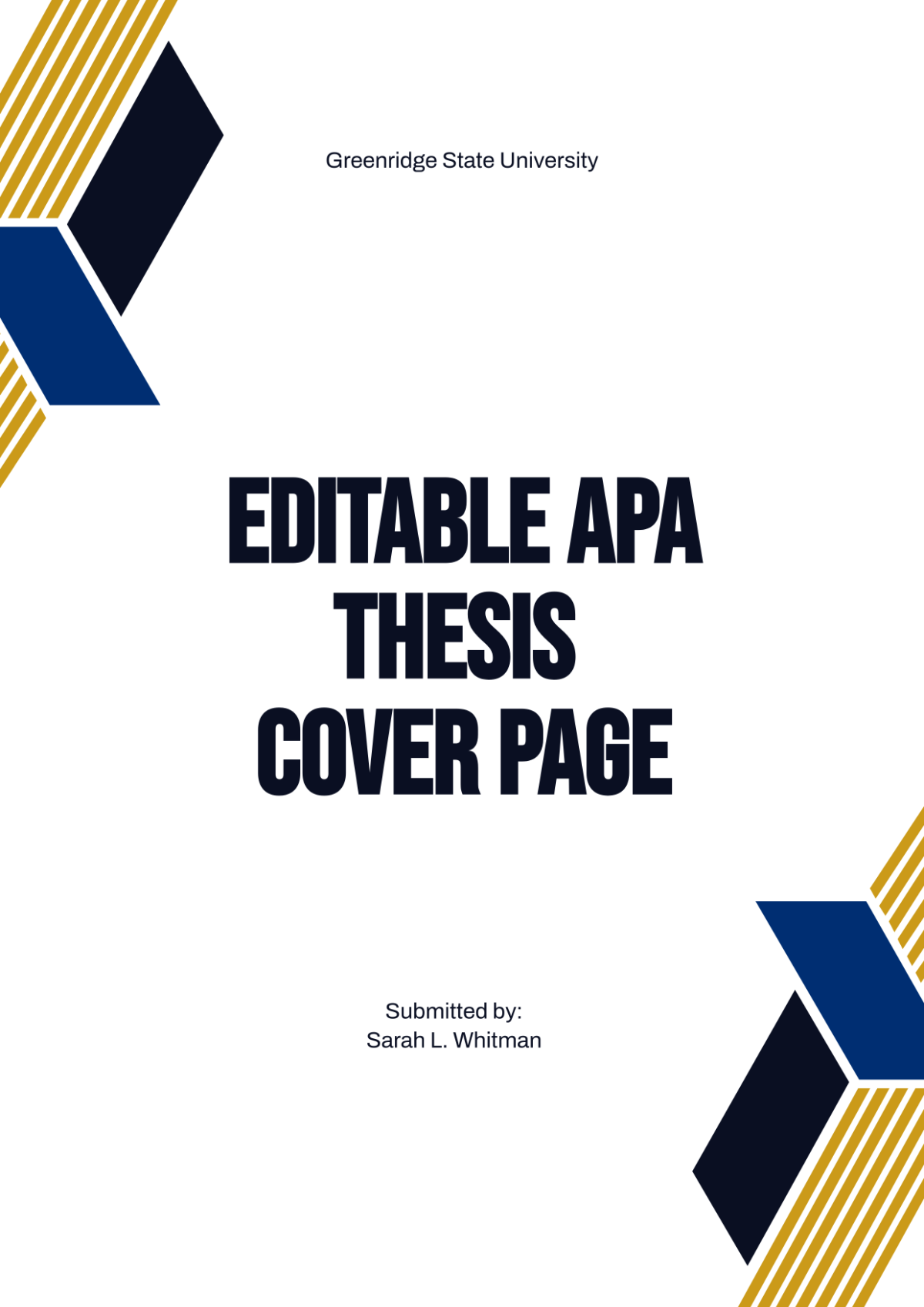 Free Editable APA Thesis Cover Page Template