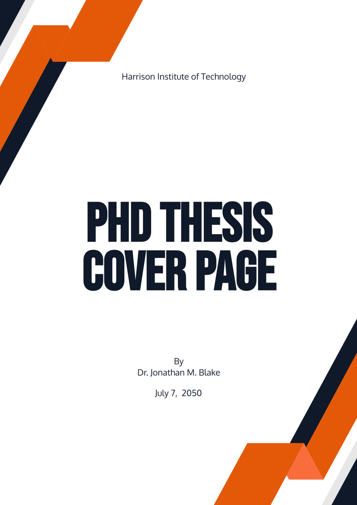 Free PhD Thesis Cover Page Template