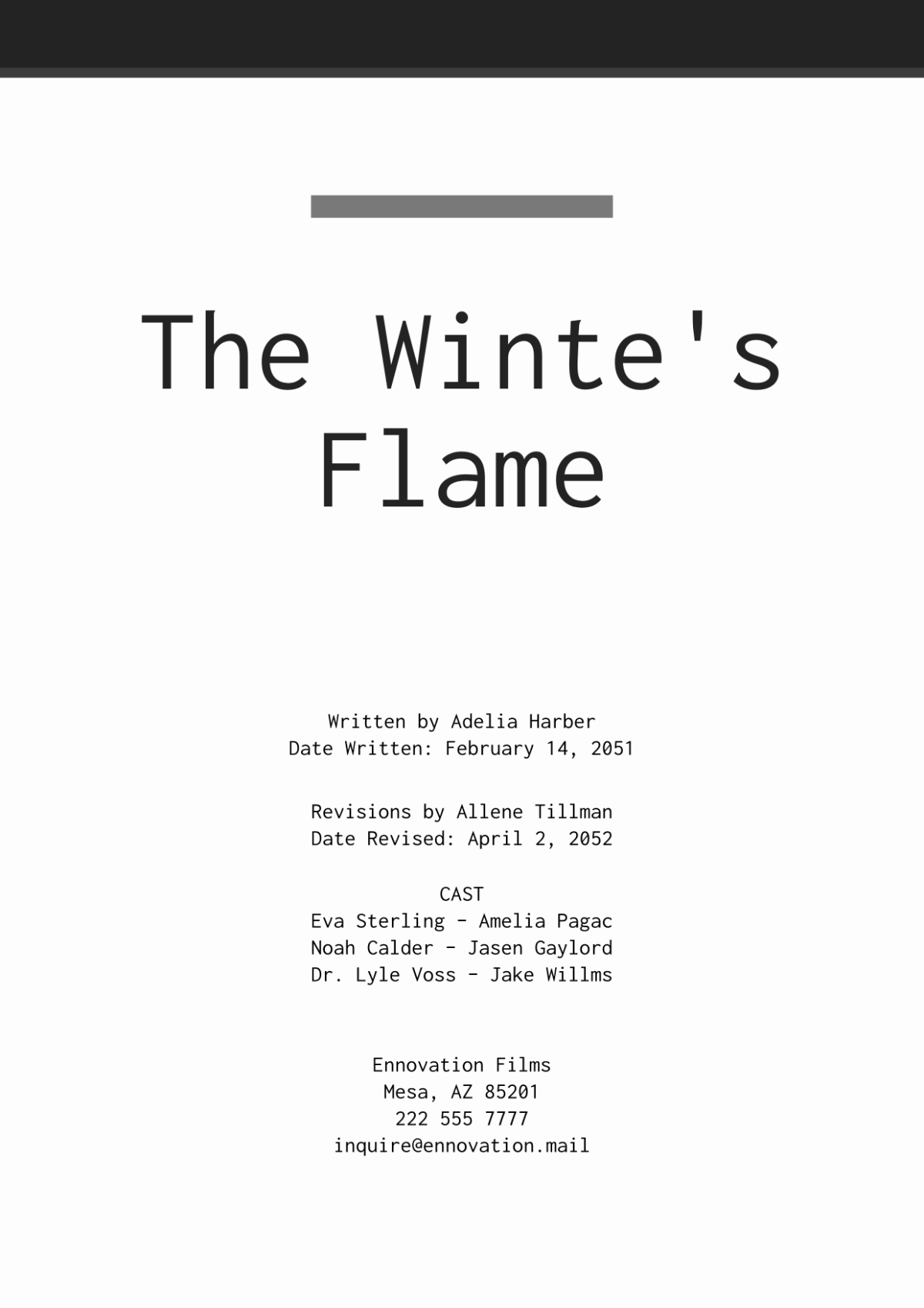 Free Screenplay Templates To Edit Online Free Screenplay Templates To Edit Online