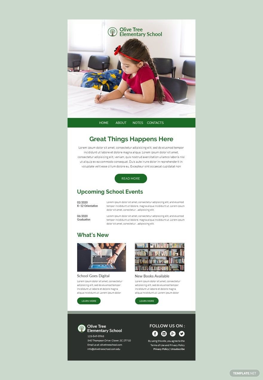 Elementary Email Newsletter Template