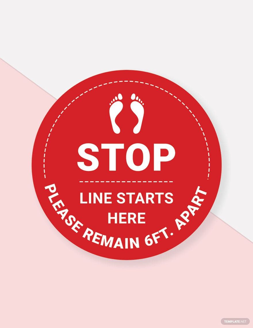Stop Line Up Here Floor Sign Template in Illustrator, PSD