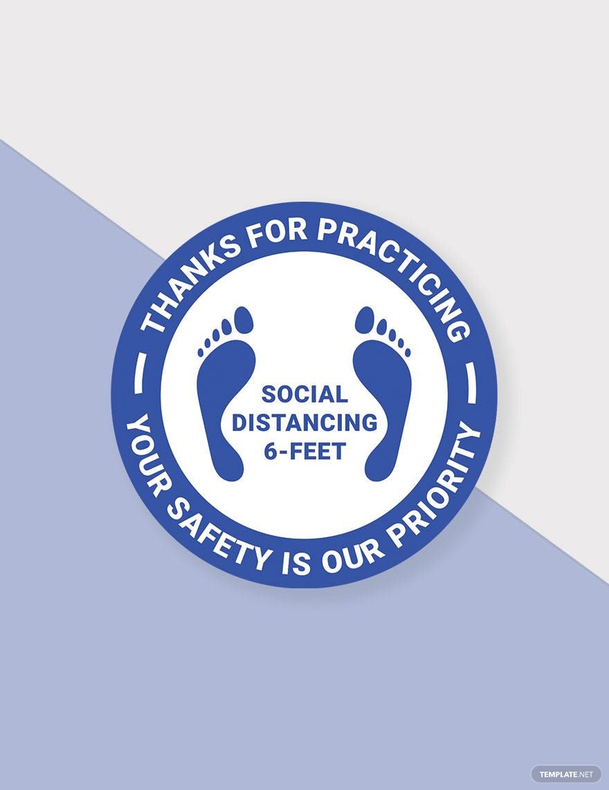 Free Thanks For Practicing Social Distancing Floor Sign Template