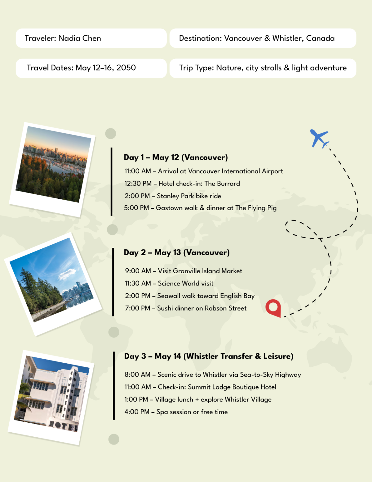 Free Day by Day Itinerary Planner Template to Edit Online