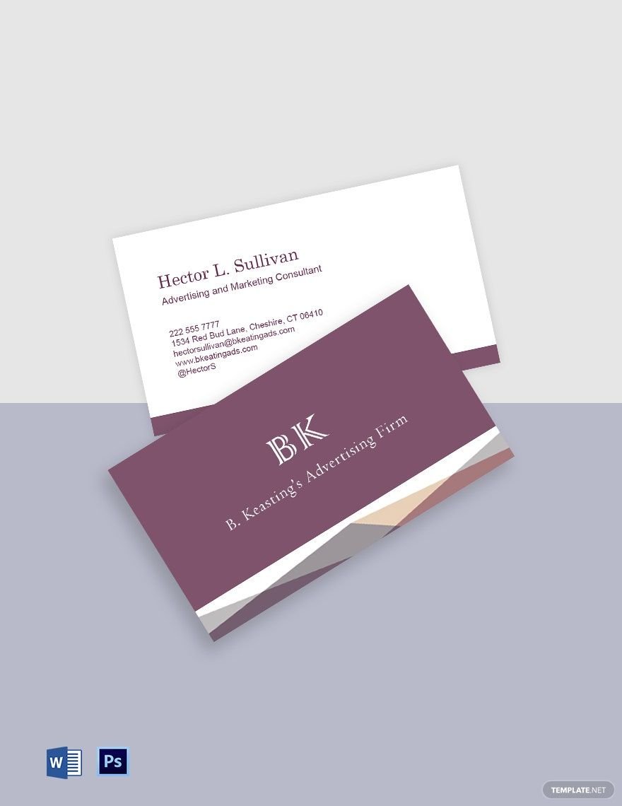 Editable Advertising Consultant Business Card Template