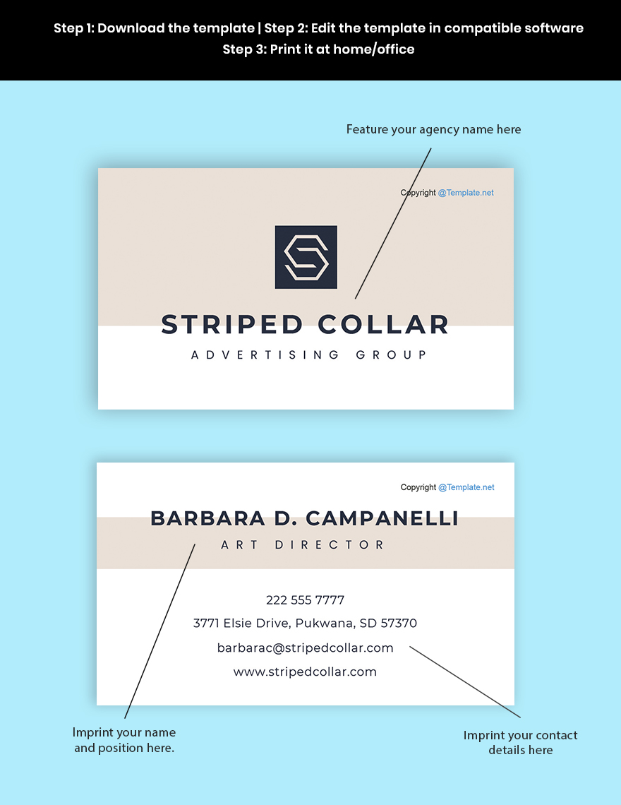 Sample Advertising Agency Business Card Template