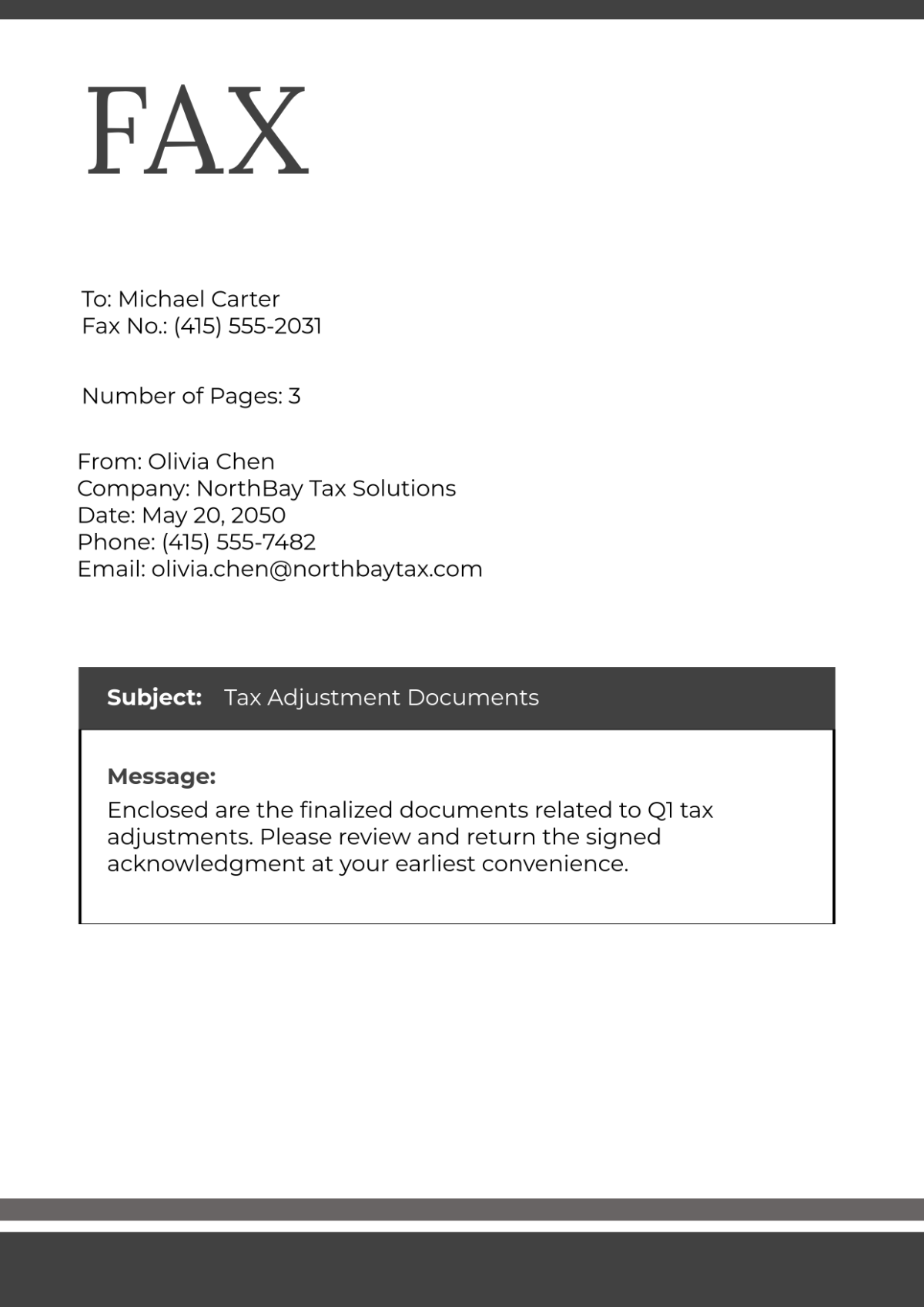 Free Basic Fax Cover Page Design Template