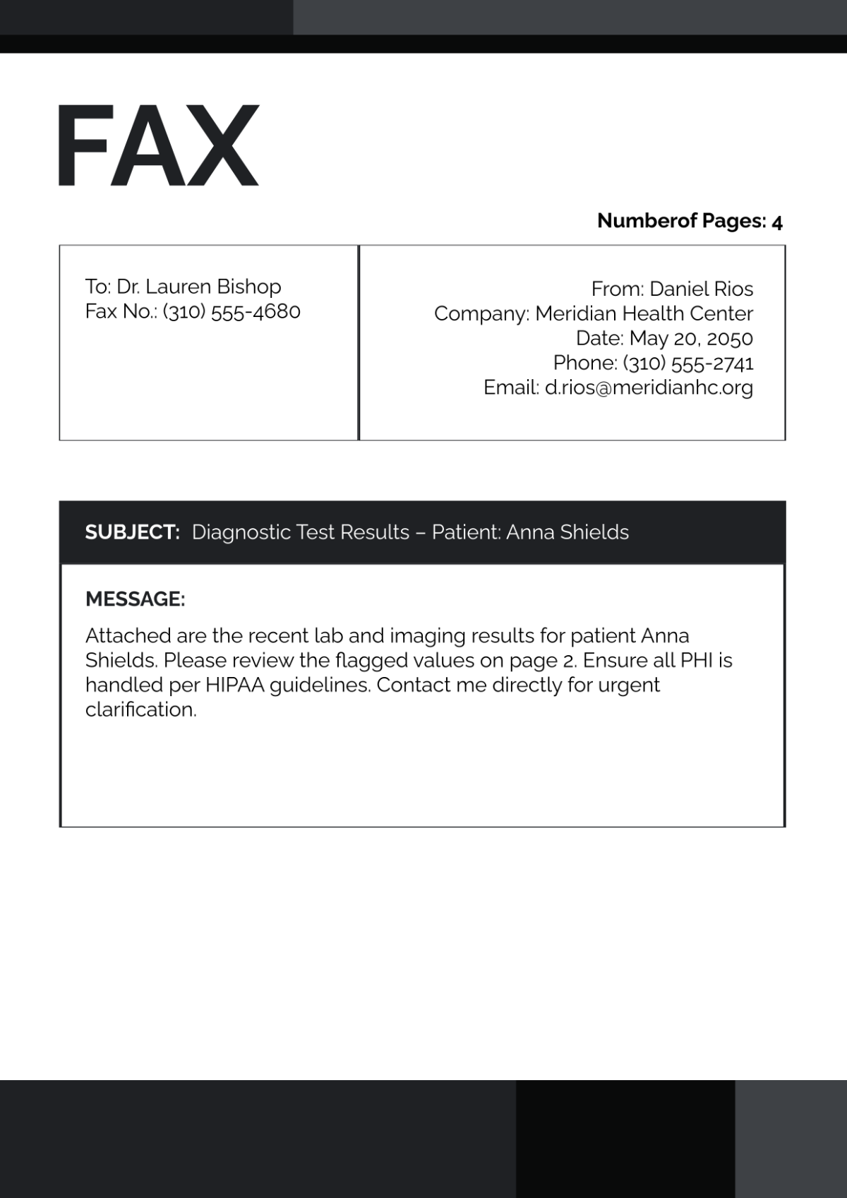 Free Medical Fax Cover Page Template