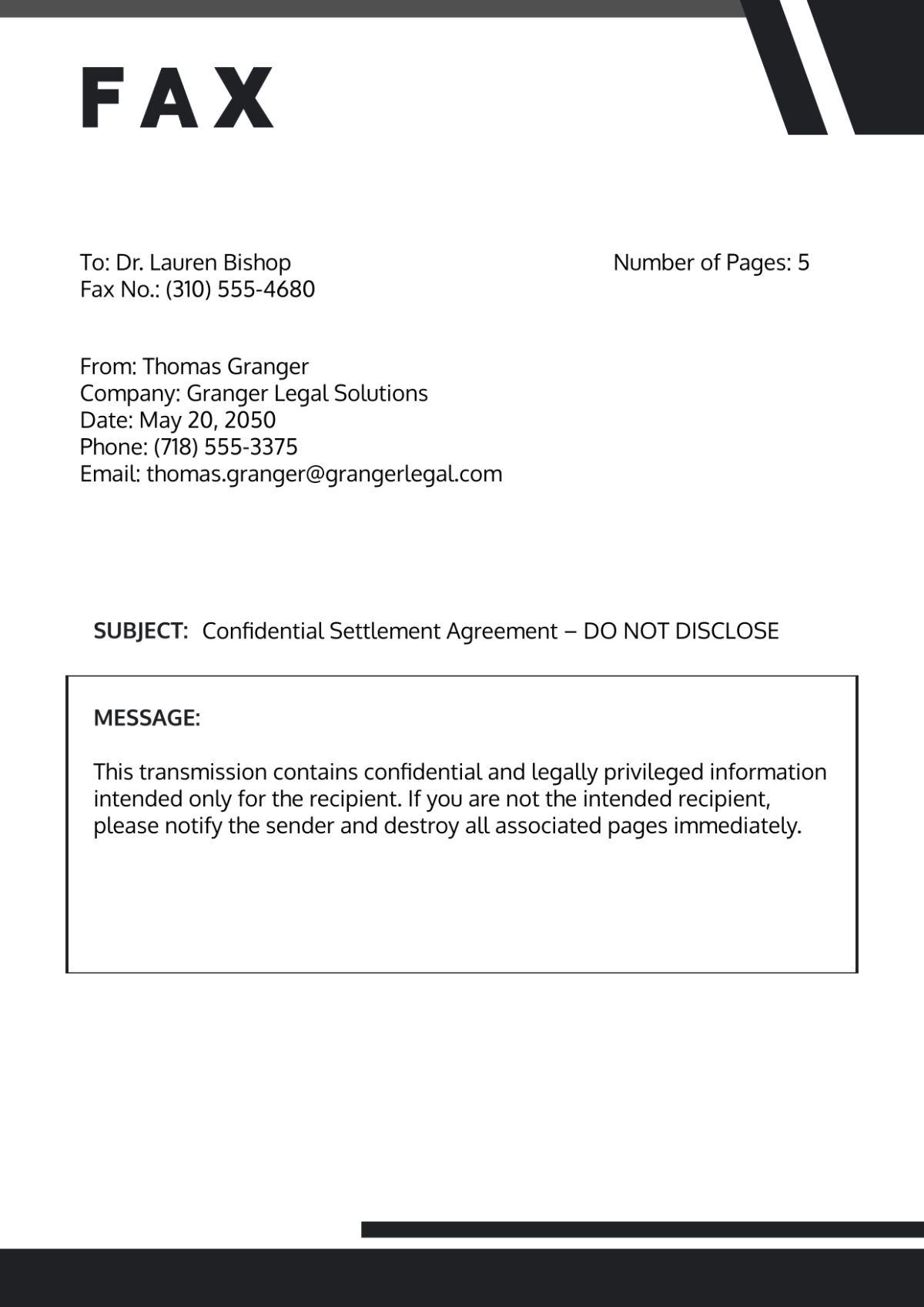 Free Confidential Fax Cover Page Template