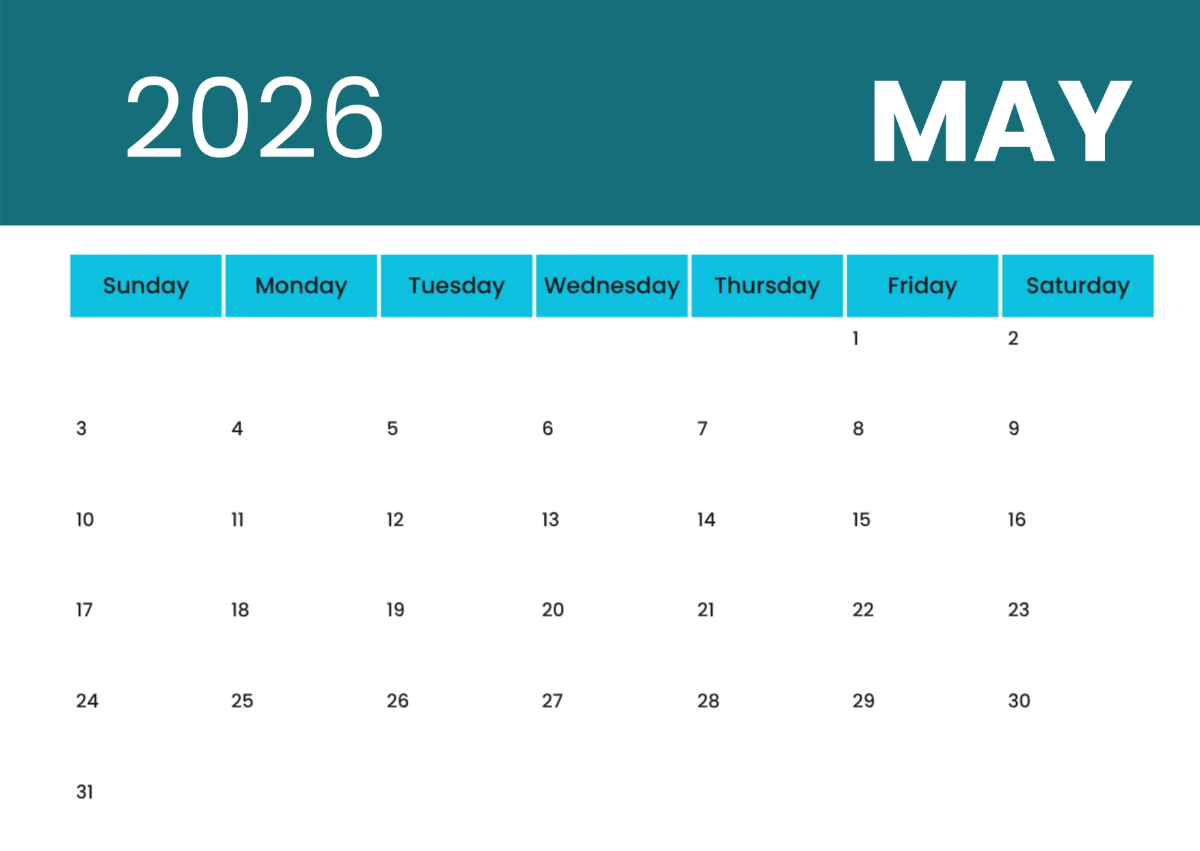 Free Printable 2026 Calendar Template to Edit Online