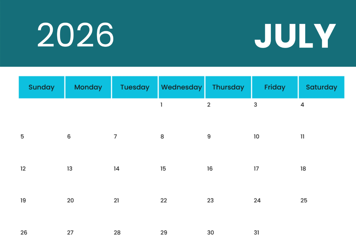 Free Printable 2026 Calendar Template to Edit Online