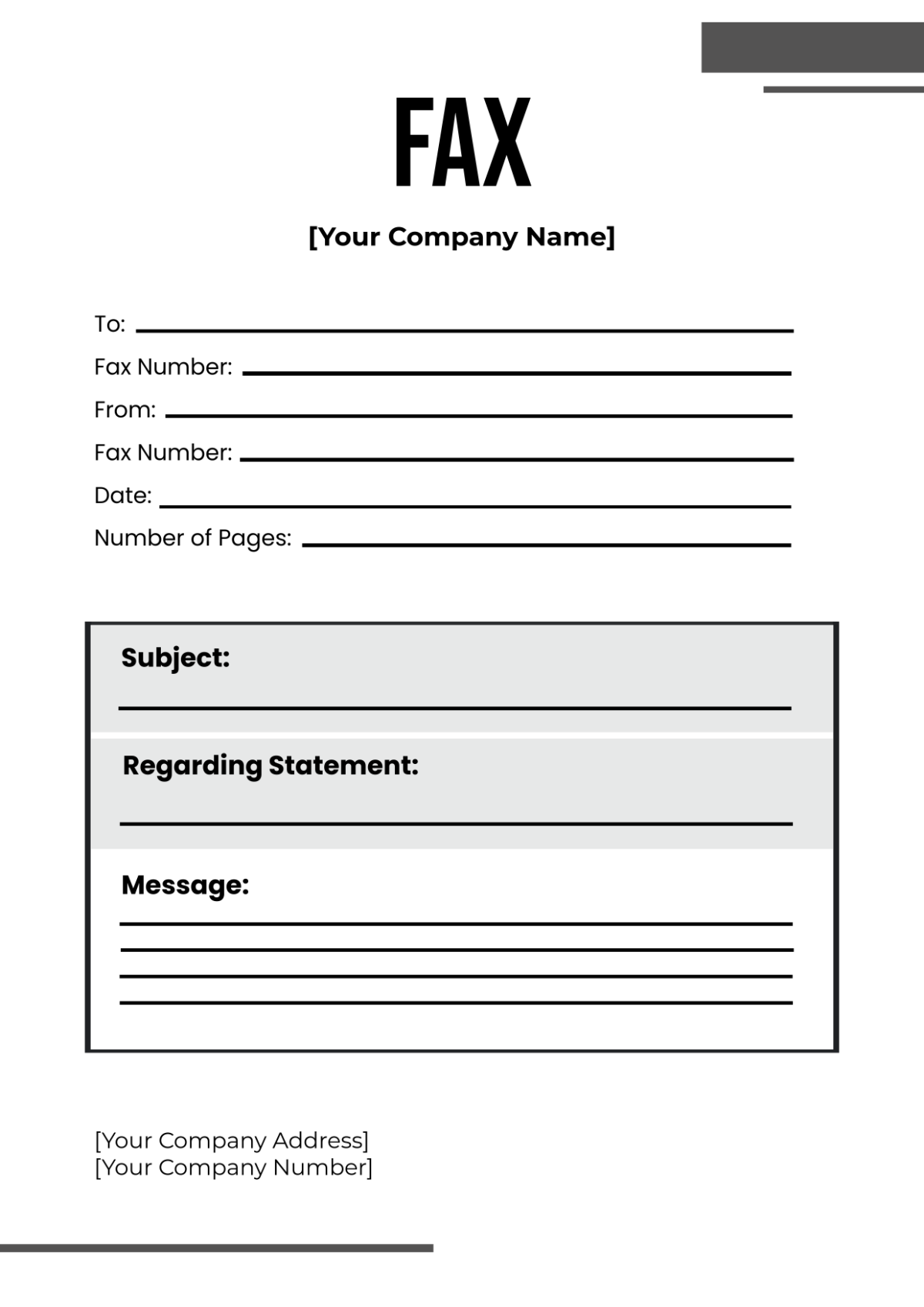 Free Blank Statement Fax Cover Page Template
