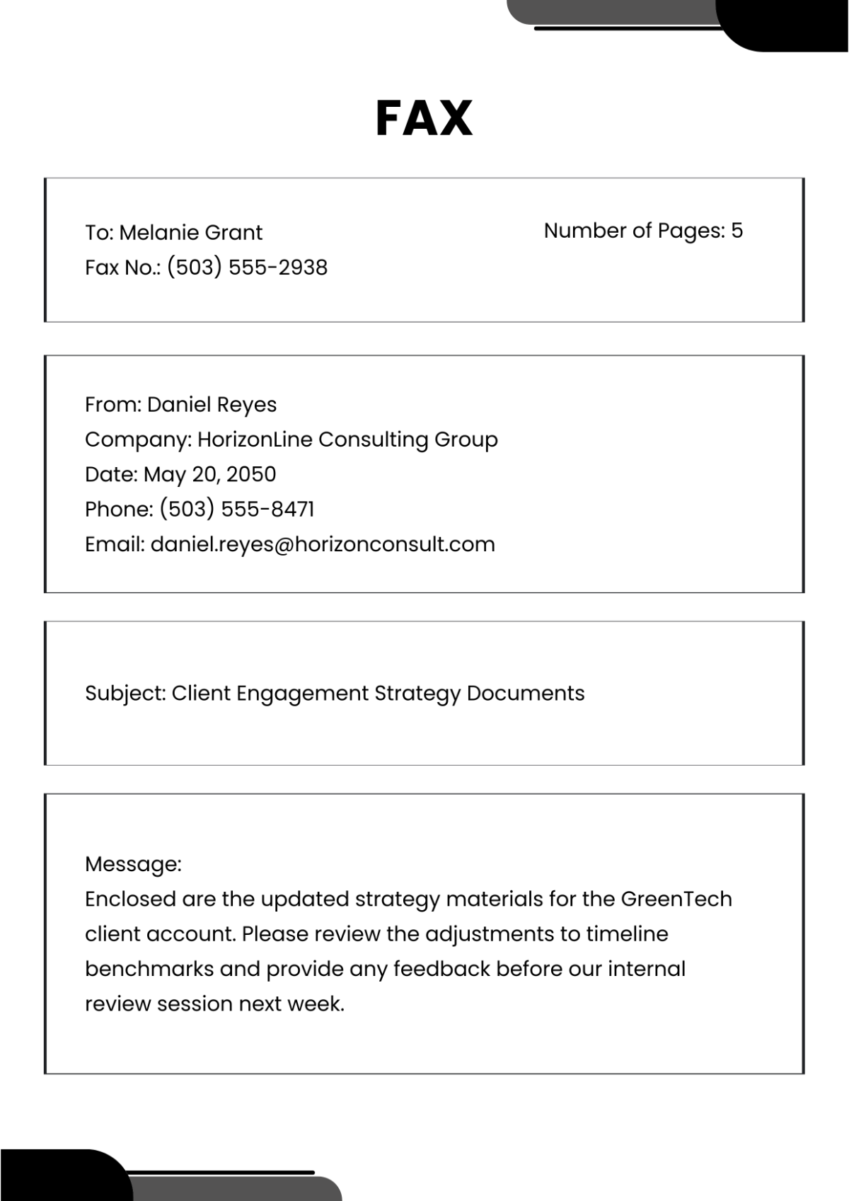 Free Company Fax Cover Page Template