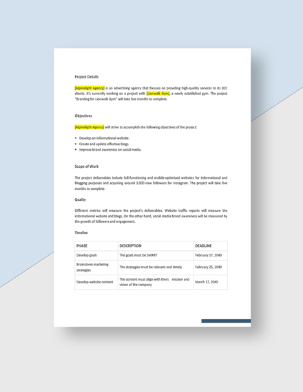 Agency Scope of Work Statement template