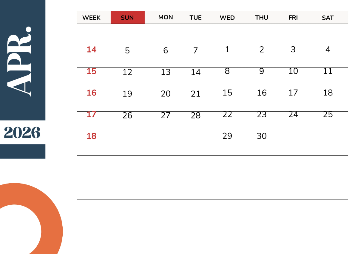 Free 2026 Calendar with Week Numbers Template to Edit Online