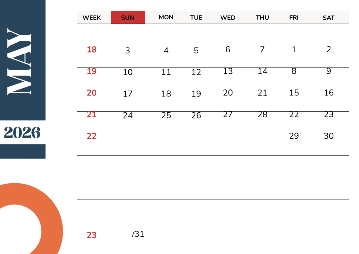 Free 2026 Calendar with Week Numbers Template to Edit Online