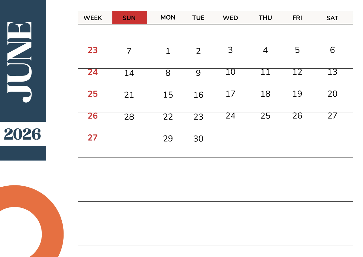 Free 2026 Calendar with Week Numbers Template to Edit Online