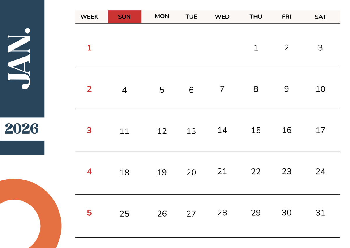 2026 Calendar with Week Numbers