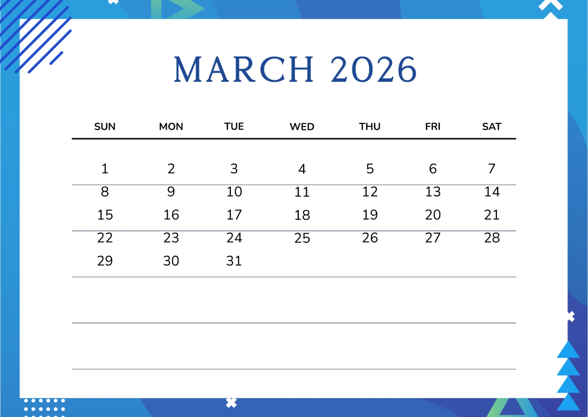 Free Blue 2026 Wall Calendar Template to Edit Online