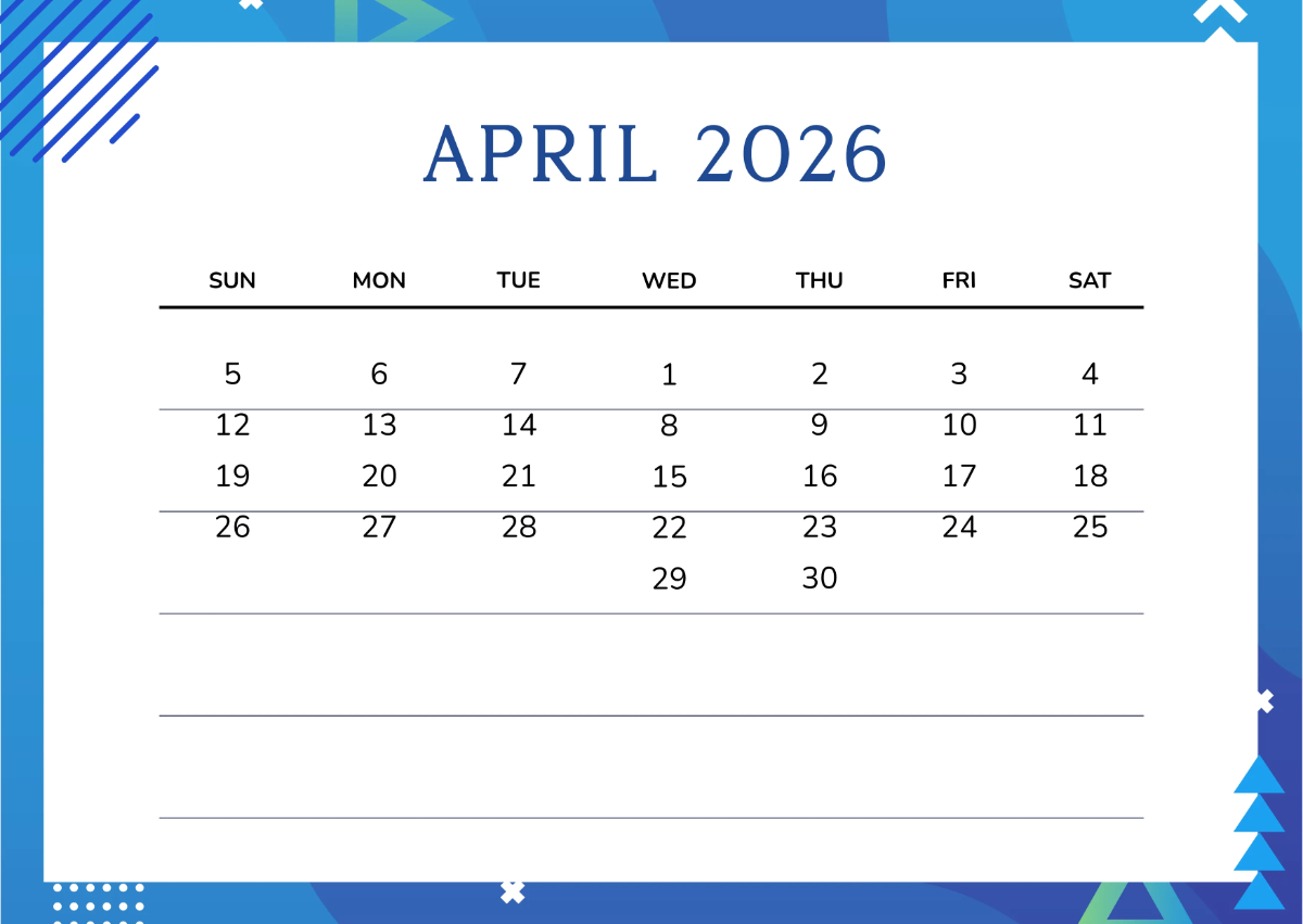 Free Blue 2026 Wall Calendar Template to Edit Online