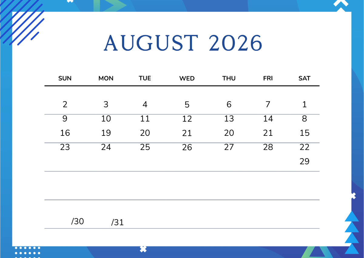 Free Blue 2026 Wall Calendar Template to Edit Online